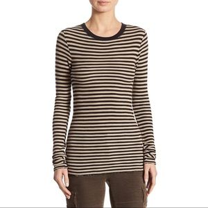• Vince • Railroad Stripe Cotton Thermal Sweater